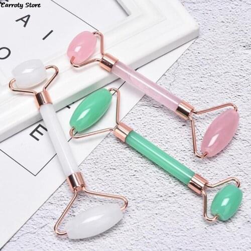 New Massager For Face Lift Up Jade Stone Roller Rose Quartz Natural Crystal Stone Slimming Thin Chin Facial Skin Care Tool