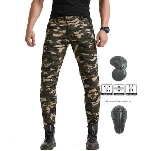Motorcycle riding jeans fall-resistant slim pants high elastic motorcycle jeans with protective equipment camouflage pants