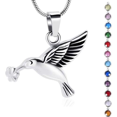 Cremation Jewelry memorial jewelry Birthstone Personalized Hummingbird Cremation Urn Necklace Pendant Ashes Jewelry Keepsake