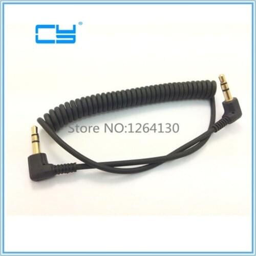 Spring Audio Cable Stereo 3.5mm Double bend 90 degree Male Audio Line Mp3 Mobile Phone to Car Aux Speaker Audio Wire