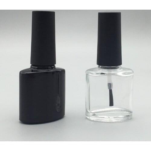 Empty 2ps 10ml Black Clear Square Nail Polish Glass Bottle Easy Taking Nail Varnish Bottle Make up with brush lid