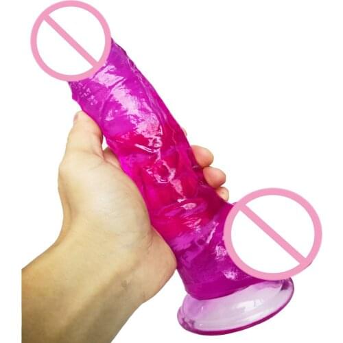23*4.5CM Super Huge Crystal Dildo Big Realistic Dildos With Suction Cup Flexible Artificial Penis Dick Sex Toys for Female