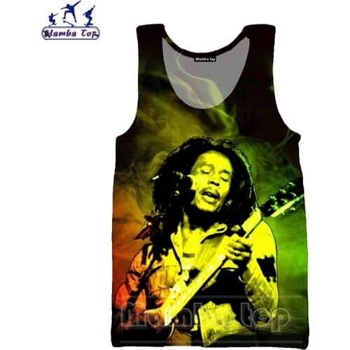 Mamba Top Bob Marley Vest Men 3D Print Singer Funny Undershirt Tank Tops Hip Hop Women Shirt Hippie Sleeveless Harajuku Pullover