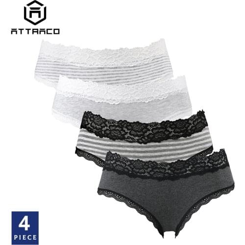 ATTRACO Women Panties Underwear Hipster Cotton Soft Strech comfort solid Ladies Bow tie Mid-waist Hot Sale Dropshiping
