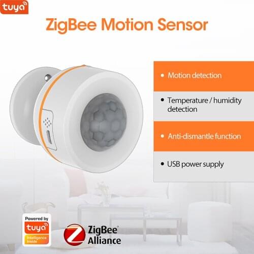 Tuya Zigbee Smart PIR Motion Sensor,Safety Human Detector,Build in Temperature Humidity Sensor,Works with Tuya Smart Life APP