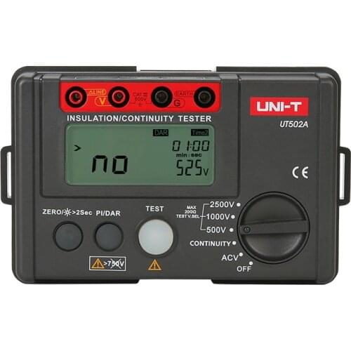 UNI-T UT502A 2500V Insulation Resistance Testers Megohmmeter Voltmeter Continuity Tester megger w/LCD Backlight Diagnostic-tools