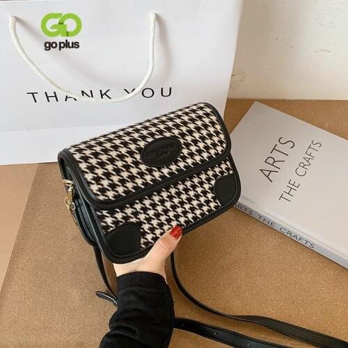 GOPLUS vintage Plaid Woolen womens bag 2021 New Korean Version Of The Wild Cross-body Chest Bag Shoulder Bag Handbag Women