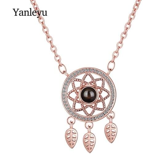 Yanleyu Bohemian Dream Catcher Pendant Necklace 925 Sterling Silver Choker Statement Necklace Women Silver 925 Jewelry PN069