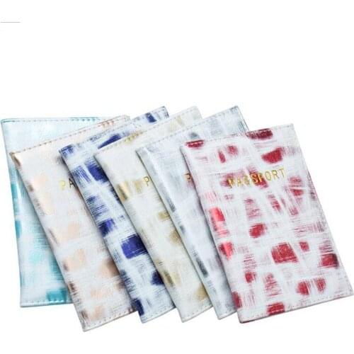 PU Leather Travel Passport Cover Card Case Creative Watercolor Doodle Passport Holder Bag Travel Passport Credit Card Holder Bag