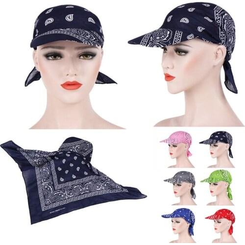 Packable Head Scarf Visor Hat With Wide Brim Sunhat Women Summer Beach Sun Hats UV Protection Female Printed Cap