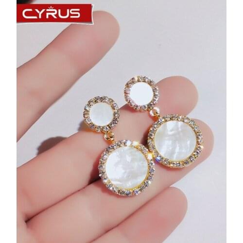 Boho Geometric Earrings Round Rhinestones Stud Earrings Women Luxury Jewelry Accessories for Women Weddings Party Silver Color