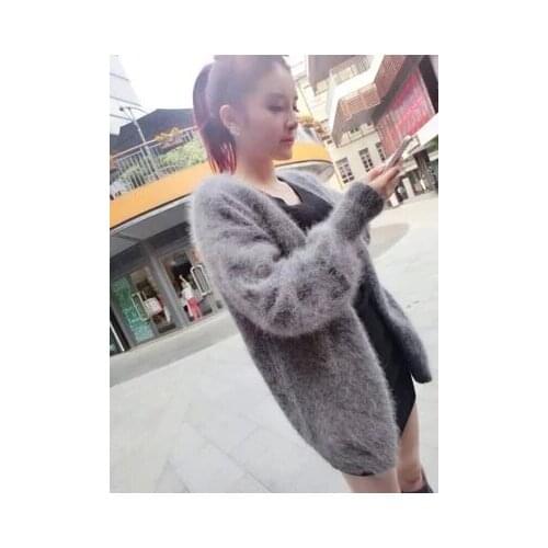 Autumn and winter kojah female marten velvet sweater outerwear loose long design cardigan overcoat basic lantern sleeve