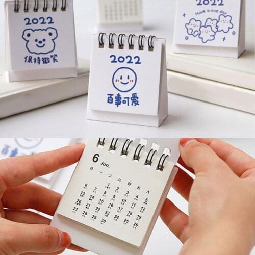 1PC 2022 Cute Creative Mini Desk Calendar Simple Decoration Daily Scheduler Table Stationery Supplies School Planner Yearly S0R1