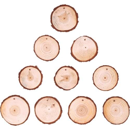 10pcs Christmas Xmas Tree Wood Log Slices Discs Cutout Circle Round Large Wood Disks Crafts Paint Decor Wooden for Wedding DIY D