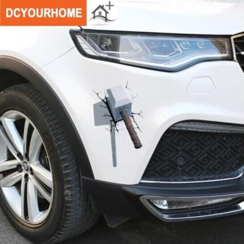 2pc 3D simulation crack through the wall stickers Raytheon hammer 3D personality creative car stickers Body decoration stickers