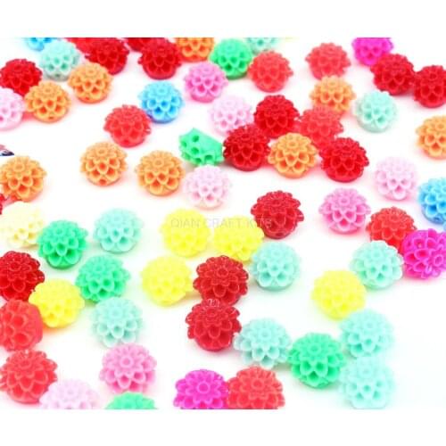 200pcs little Glossy Tall Chrysanthemum Beads 14mm drilled cabochon resin mum flower