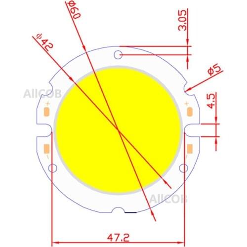 [ALLCOB] Manufactur 1pcs 5pcs 10pcs Power cob led 60mm round chip Light Source 20W 2000lm COB Warn Nature White for downlight