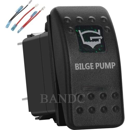Car Boat Marine BILGE PUMP Rocker Switch On-Off SPST Dual Green Led Lights，10A 20A, Jumper Wires Set