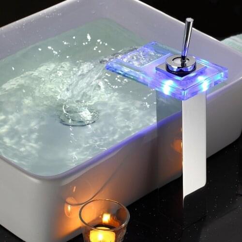 BAKALA Classic For The Bathroom Faucet Chrome Color Led Waterfall Sink Mixer Tap LH-8060