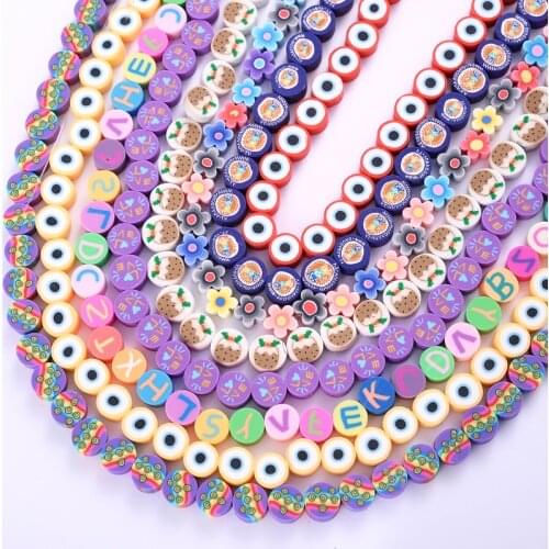 Approx 40Pcs Mixed Color Cute Patterns Shapes Printing Clay Beads Polymer Clay Loose Beads For DIY Making Jewelry Accessories