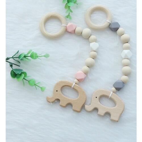 Nordic Style Natural Wood Beads With Bird and Elephant Decorative Garland Baby Tent Hanging Decor Nursery Ornaments Wall Decor