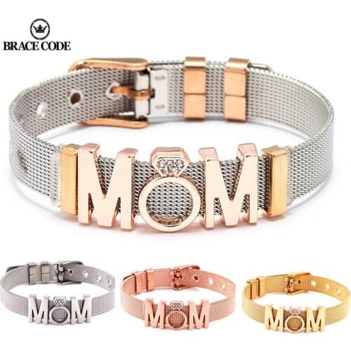 Dropshipping Stainless Steel Charm MOM Guardian Exquisite Bracelet Brand Stainless Steel Mesh Bracelet Female Gifts