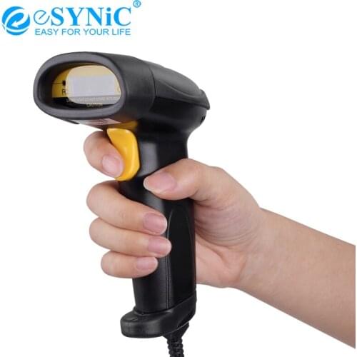 ESYNiC USB Long Scan Handheld Automatic POS Laser Barcode Scanner with Stand for POS and Inventory Barcode Laser Scanner