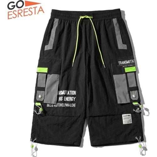 GOESRESTA 2020 Summer Leisure Men Shorts Hip Hop Fashionable Loose Shorts Men Fashion Street Sports Cargo Tooling Shorts