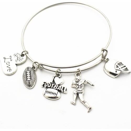 Hot selling 1pcs/lot Sports rugby LOVE football Bracelets replaceable Bracelet adjust Bangles charms Jewelry