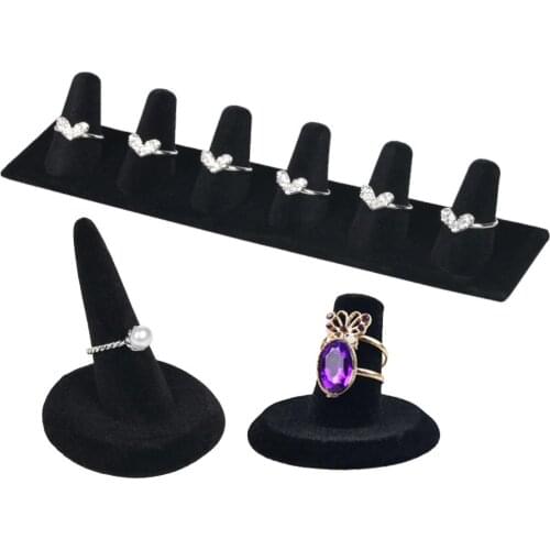 HOT SALE!! Velvet Multi Finger Ring Stand Jewelry Organizer Display Holder Rack Counter velvet jewelry display rack rings holder