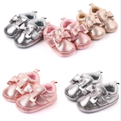 Lovely Bowknot Baby Shoes Newborn PU First Walker Soft Soled Toddler Girls Sport Shoes Sneakers Baby Casual Shoes