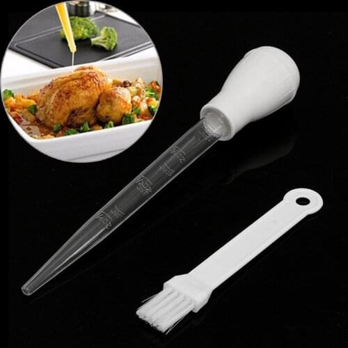 Cooking Kitchen Chicken Turkey Poultry BBQ Food Flavour Baster Syringe Tube + Oil Brush For Chicken BBQ