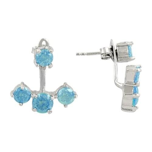 KUTAYDAN Frosted Zircon Dual Earrings 925 Sterling Silver