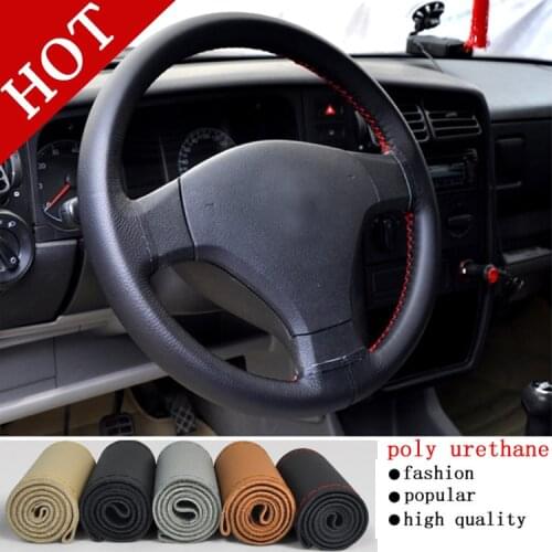 Hot Sale New Universal Anti-slip BreathablePU Leather DIY Car Steering Wheel Cover Case With Needles and Thread Free Shipping