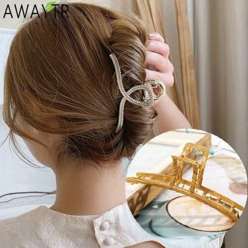 Metal Hairpins Pearl Alloy Hair Claw Rhinestone Makeup Hair Clips Styling Barrettes for Women Hair Accessories Hairgrip Headwear