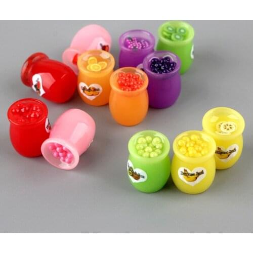 Mini Order 10pcs 3D Resin Cabochons Colorful Fruit Food Bottle Patch Sticker Garment Ornament Hair Jewelry Clips Charms DIY