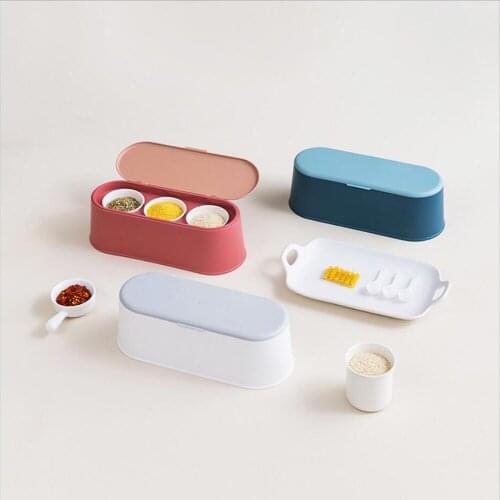 Seasoning jar set kitchen salt sugar MSG condiment box combination condiment box creative ceramic salt jar with lid