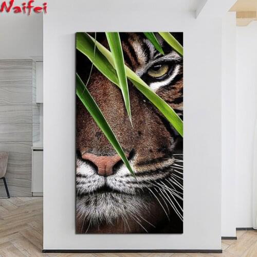 Jungle Tiger King of the Forest 5D Diamond Painting set wall Pictures Full Square Round Drill Diamond mosaic Embroidery Stickers