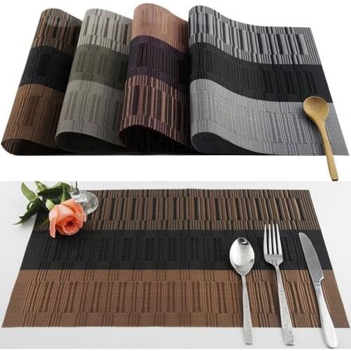 Set of 4/6/8 Placemats Heat-Resistant Washable PVC Table Mat Non-Slip For Kitchen Dinning Table Durable Black Gray Beige Coffee