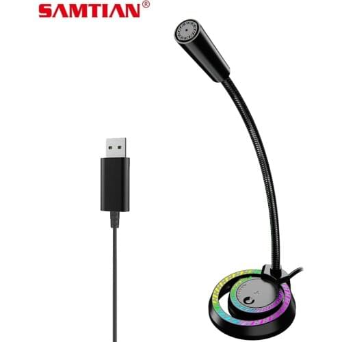 F3 Desktop Condenser Microphone USB Luminous Edition Computer Live Recording Mic for Conference Game Online Class Streaming