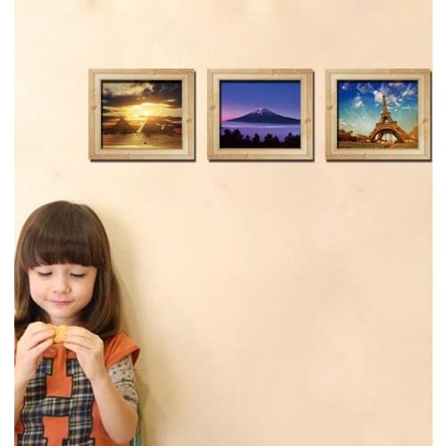 New 3D stereoscopic illusion box landscape triptych creative sticker Eiffel pitched wall stickers