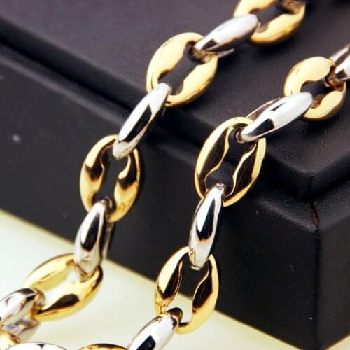 Charming Coffee Beans Hollow 11mm 7-40inch Stainless Steel Silver Color Gold Mens Womens Necklace Or Bracelet Jewelry