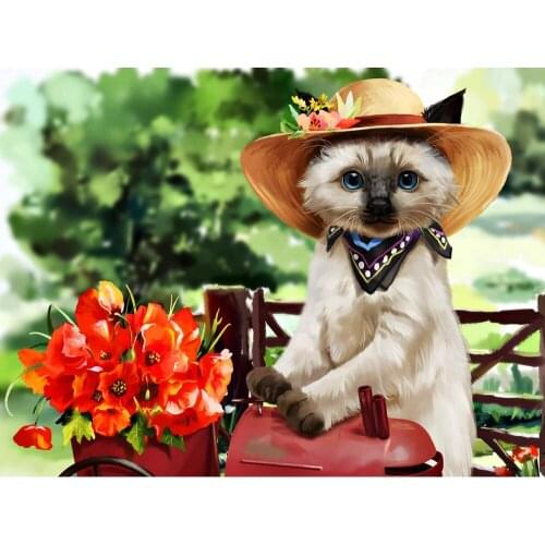 OLaoJieYuan Pretty Cat with flower DIY Crystal full 5D plastic diamond painting cross stitch kit art 3Dmosaic square rhinestone