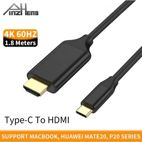PINZHENG USB C To HDMI Adapter For MacBook Samsung S10 Huawei Xiaomi 4K 60Hz Cable USB Type C To HDMI HDMI Adapter Drop Shipping
