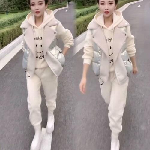 Casual Pants Suits Female 2021 Winter New Three Pieces Set Womens Outfits Fashion Tracksuit Women Clothing Femme Mujer X550