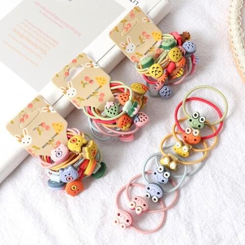 10pcs Cute animal fruit hair ring girl hair bands headwear girl rubber band elastic hair bands Korean children hair Accessories
