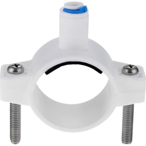 RO Water 40mm Drain Waste Water Pipe Clamp Saddle Valve Clips 1/4" OD Hose Quick Connection Reverse Osmosis Aquarium System