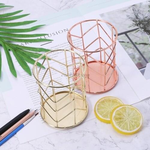 Rose Gold Pen Pencil Pot Holder Container Organizer Home Desk Stationery Decor