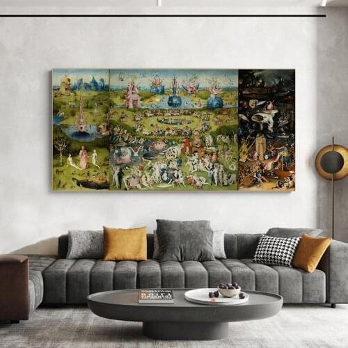 The Garden Of Earthly Delights Famous Canvas Print Art Painting Wall Poster Pictures Living Room Home Decoration