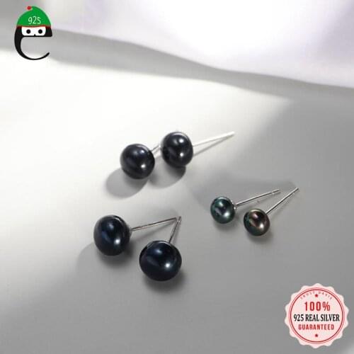 ElfoPlataSi Real 925 Sterling Silver Fashion Natural Fresh Water Pearl Stud Earring For Women Wedding Party Wholesale DD1244